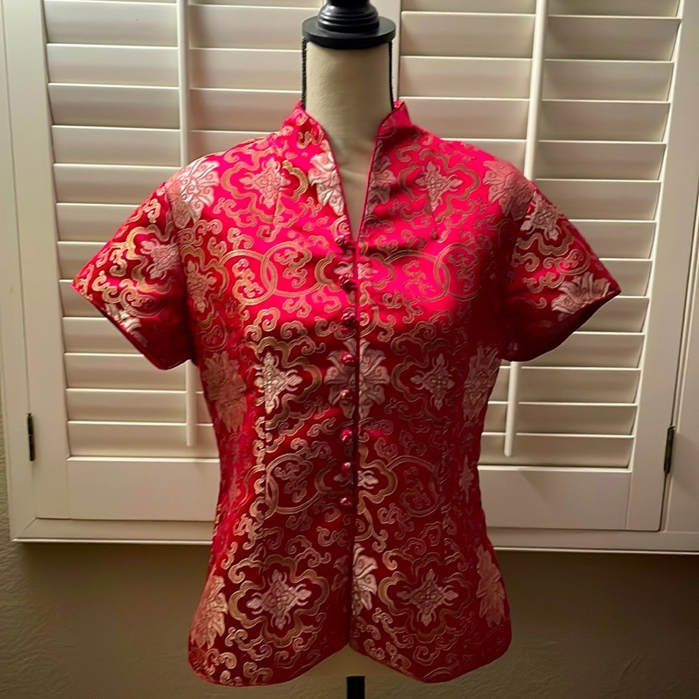 Mandarin Style Brocade Blouse